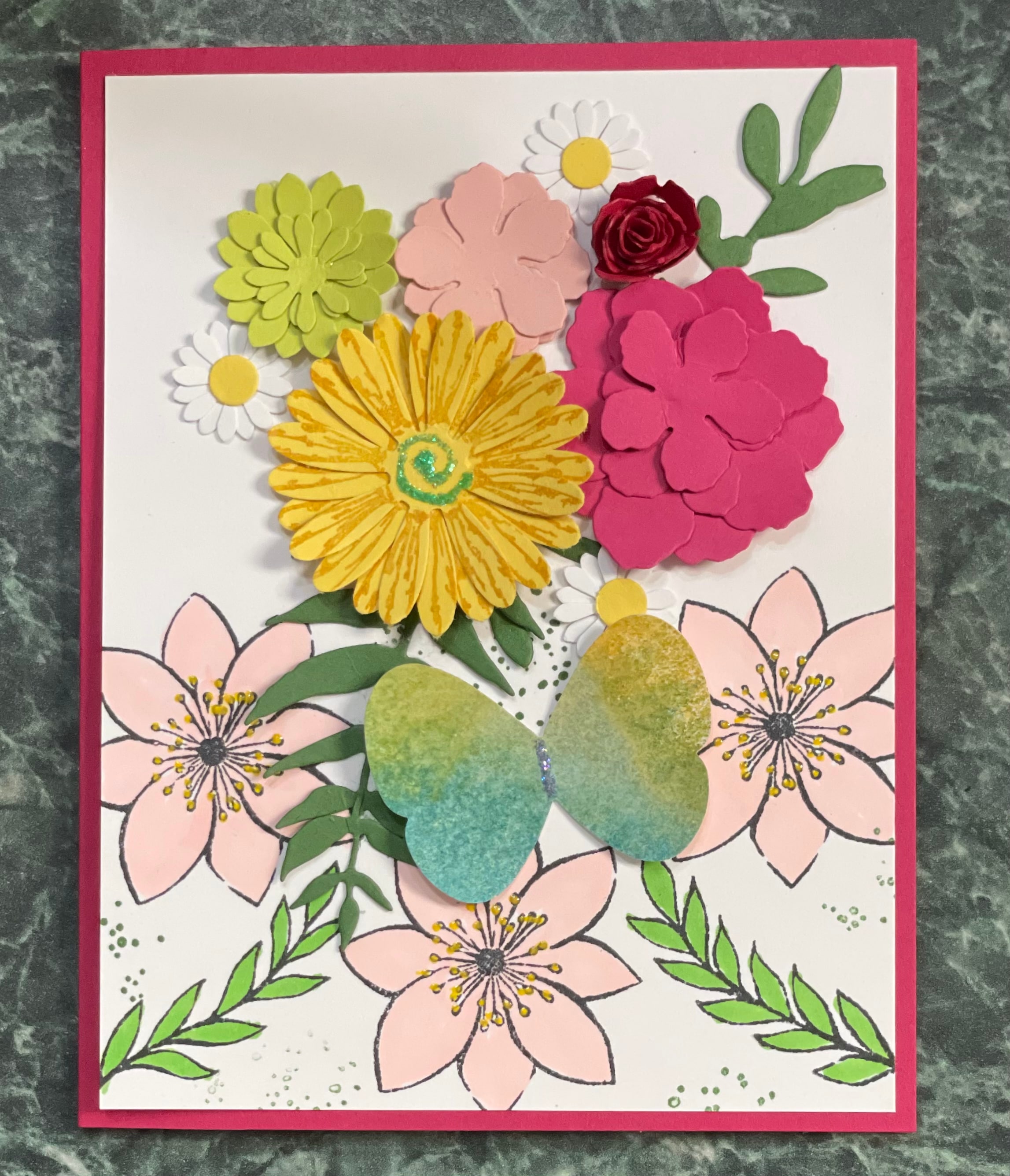 Handmade Card for Butterflies and Posies